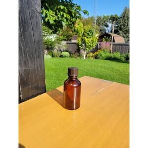 Vintage Brown Lysol, Small 4" Amber Bottle, Black Screw Cap